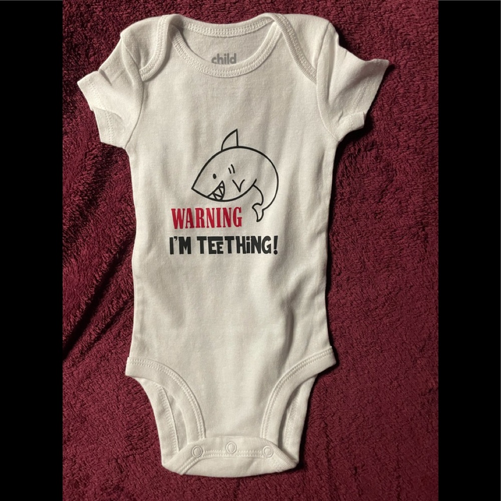 🎉HOST PICK🎉Warning I’m teething shark onesie NWOT